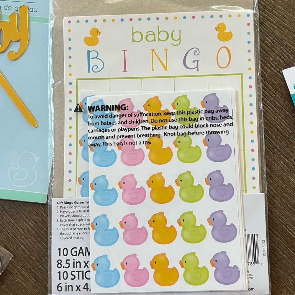 Oh Baby Cake Topper and Bingo Game Set - Gold